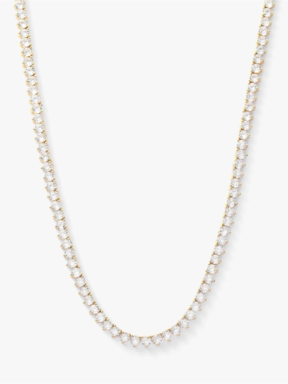 Melinda Maria Not Your Basic Tennis Necklace 18” Gold White Diamondettes